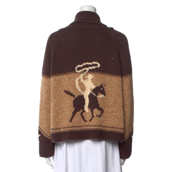 The Great. The Cowgirl Cardigan Western Cowboy Brown Russet Cotton Blend S - Picture 2 of 4